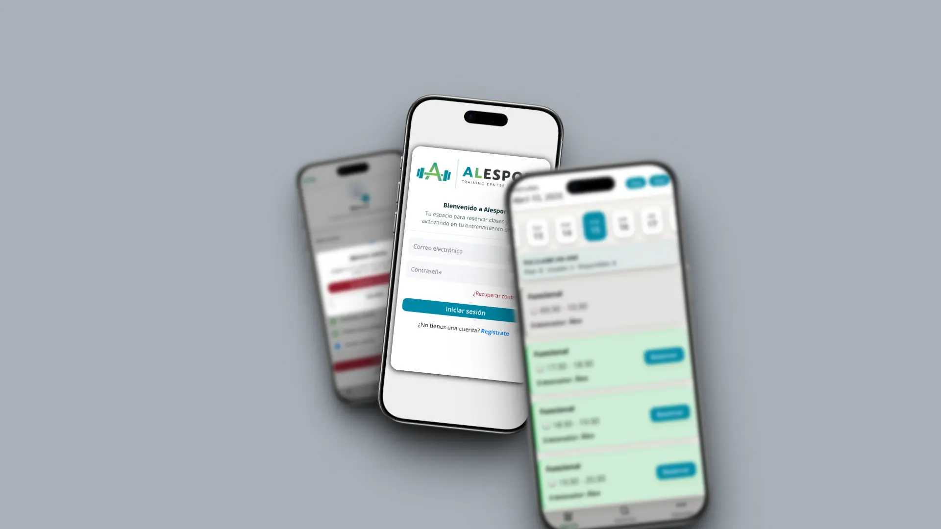 Captura de pantalla del proyecto Alesport Training Centre — App de gestión de reservas.